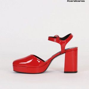 Carel Nectar Red Patent Leather Platform Sandals